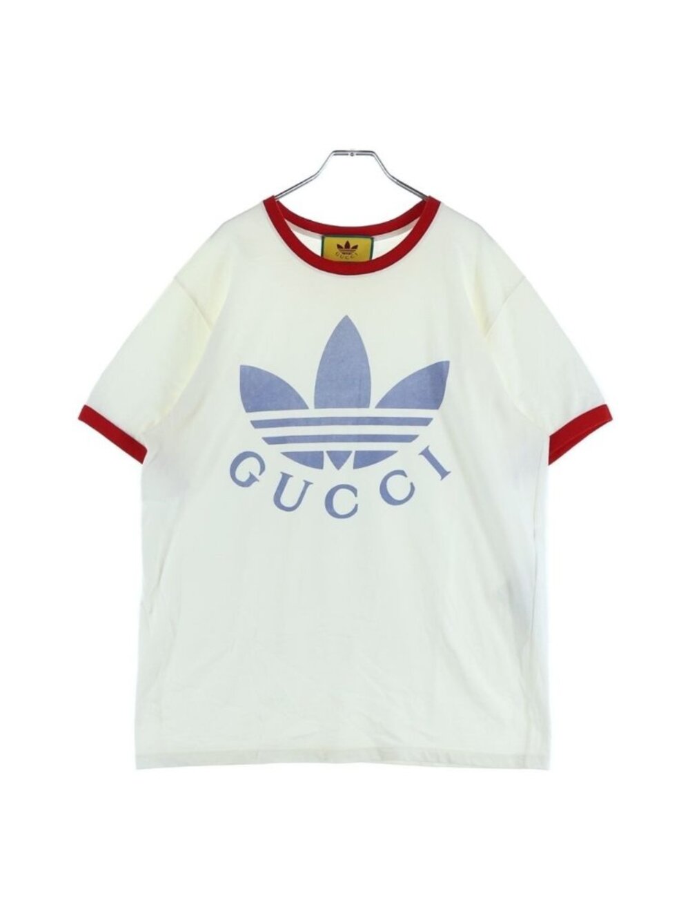 Gucci Adidas Cotton Jersey T-Shirt Trefoil Logo Short Sleeve Ringer White